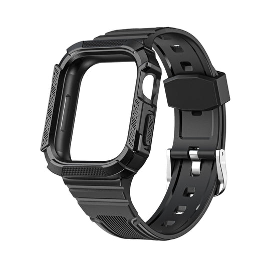 Two-color Integrated Watch Band For Apple Watch Series 7 45mm / 6&SE&5&4 44mm(Black + Black Frame) by bashfashion