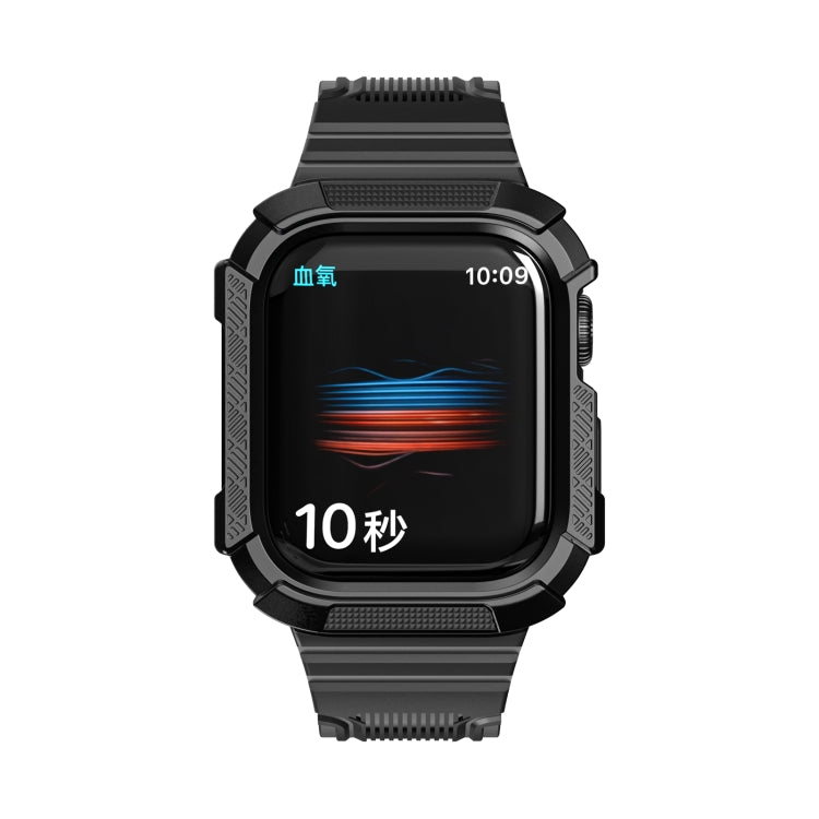 Two-color Integrated Watch Band For Apple Watch Series 7 45mm / 6&SE&5&4 44mm(Black + Black Frame) by bashfashion