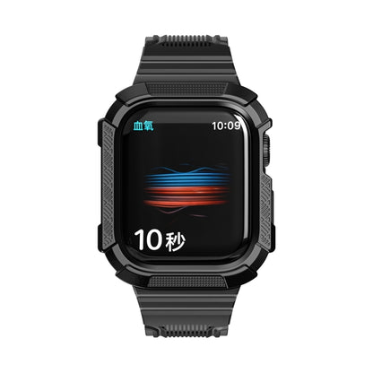 Two-color Integrated Watch Band For Apple Watch Series 7 45mm / 6&SE&5&4 44mm(Black + Black Frame) by bashfashion