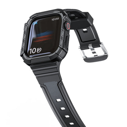 Two-color Integrated Watch Band For Apple Watch Series 7 45mm / 6&SE&5&4 44mm(Black + Black Frame) by bashfashion