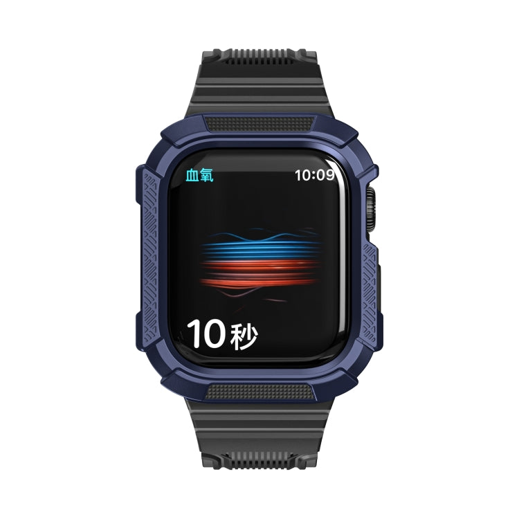 Two-color Integrated Watch Band For Apple Watch Series 7 45mm / 6&SE&5&4 44mm(Black + Dark Blue Frame) by bashfashion