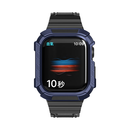 Two-color Integrated Watch Band For Apple Watch Series 7 45mm / 6&SE&5&4 44mm(Black + Dark Blue Frame) by bashfashion