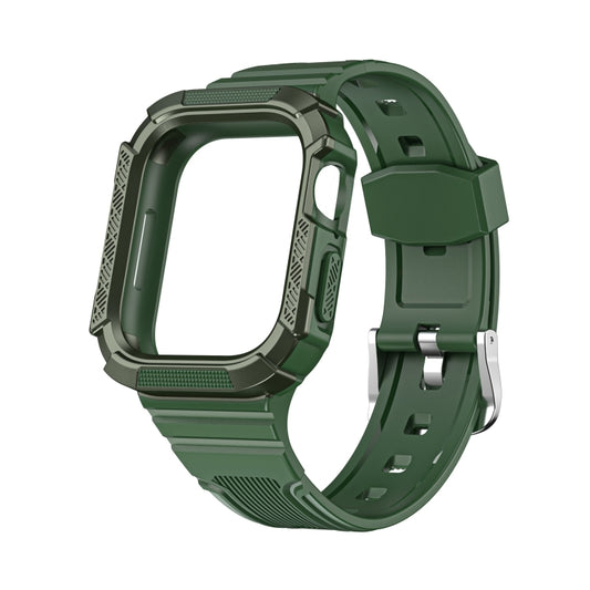 Two-color Integrated Watch Band For Apple Watch Series 7 45mm / 6&SE&5&4 44mm(Alfalfa + GreenFrame) by bashfashion