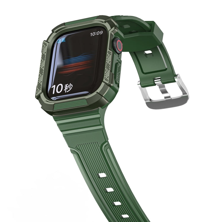 Two-color Integrated Watch Band For Apple Watch Series 7 45mm / 6&SE&5&4 44mm(Alfalfa + GreenFrame) by bashfashion