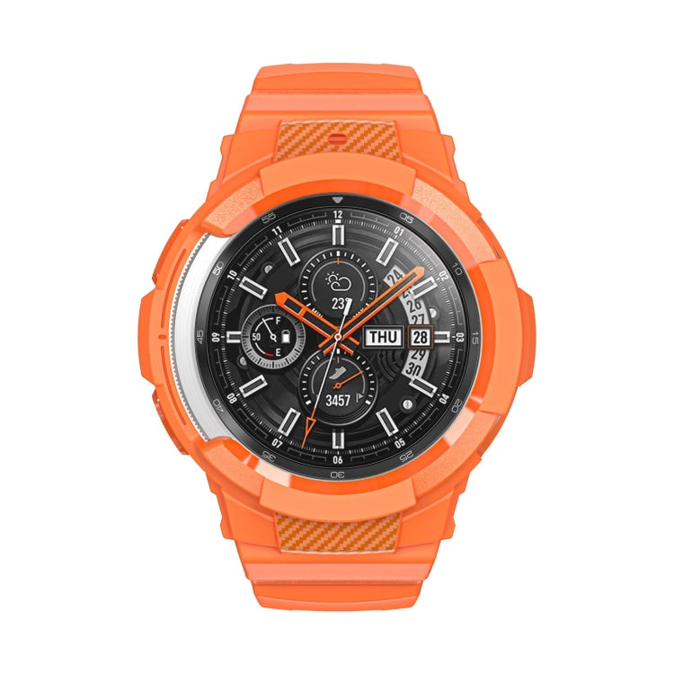 For Samsung Galaxy Watch4 Classic 42mm Carbon Fiber Sport Silicone Integrated Watch Band(Orange) by bashfashion