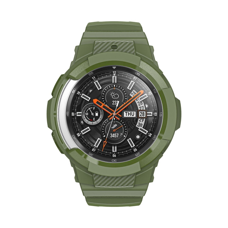 For Samsung Galaxy Watch4 Classic 42mm Carbon Fiber Sport Silicone Integrated Watch Band(Dark Green) by bashfashion