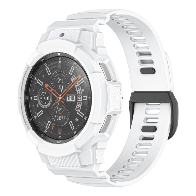 For Samsung Galaxy Watch4 Classic 42mm Carbon Fiber Sport Silicone Integrated Watch Band(White) by bashfashion