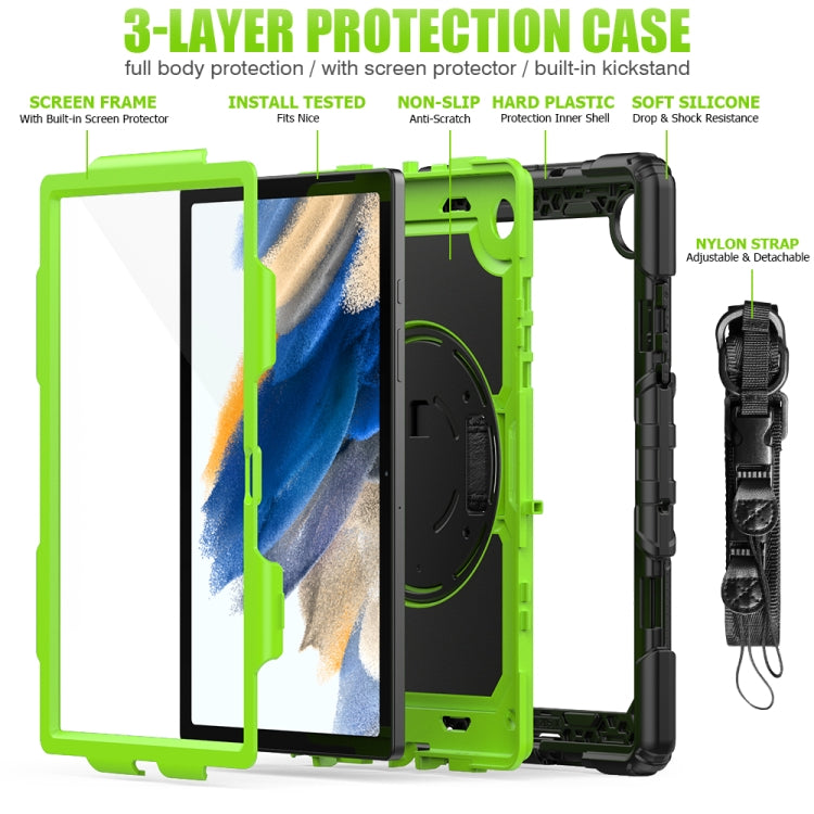 For Samsung Galaxy Tab A8 10.5 2021 X200 / X205 Silicone + PC Tablet Case(Yellow Green + Black) by bashfashion