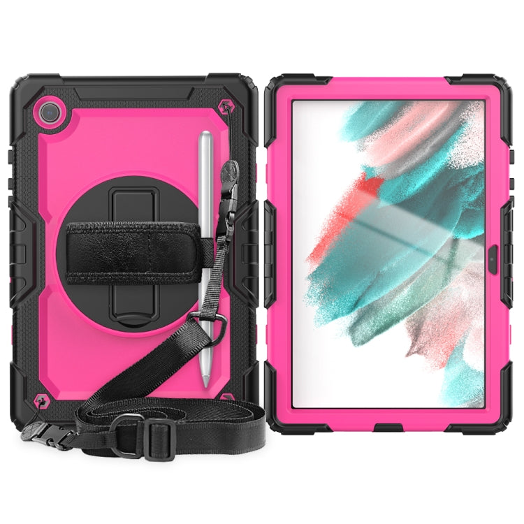 For Samsung Galaxy Tab A8 10.5 2021 X200 / X205 Silicone + PC Tablet Case(Rose Red + Black) by bashfashion