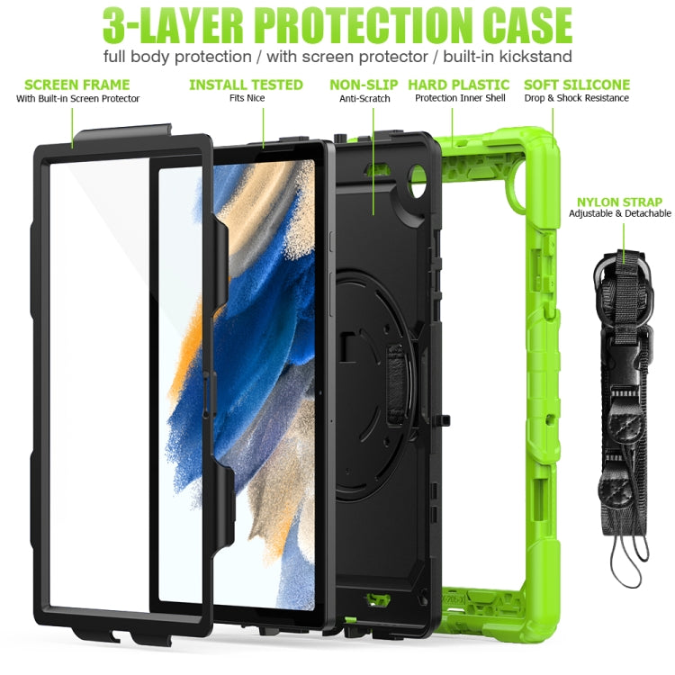 For Samsung Galaxy Tab A8 10.5 2021 X200 / X205 Silicone + PC Tablet Case(Black + Yellow Green) by bashfashion