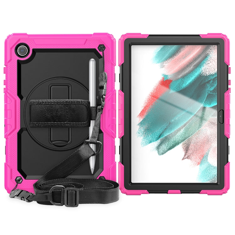 For Samsung Galaxy Tab A8 10.5 2021 X200 / X205 Silicone + PC Tablet Case(Black + Rose Red) by bashfashion