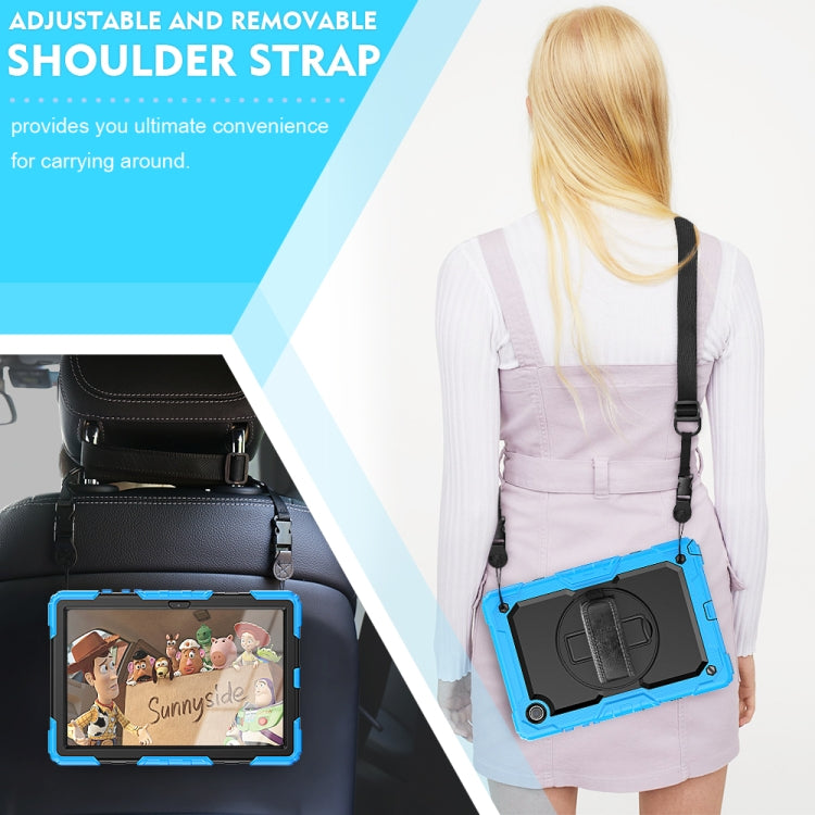 For Samsung Galaxy Tab A8 10.5 2021 X200 / X205 Silicone + PC Tablet Case(Black + Light Blue) by bashfashion