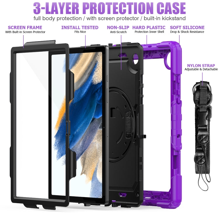 For Samsung Galaxy Tab A8 10.5 2021 X200 / X205 Silicone + PC Tablet Case(Black + Purple) by bashfashion