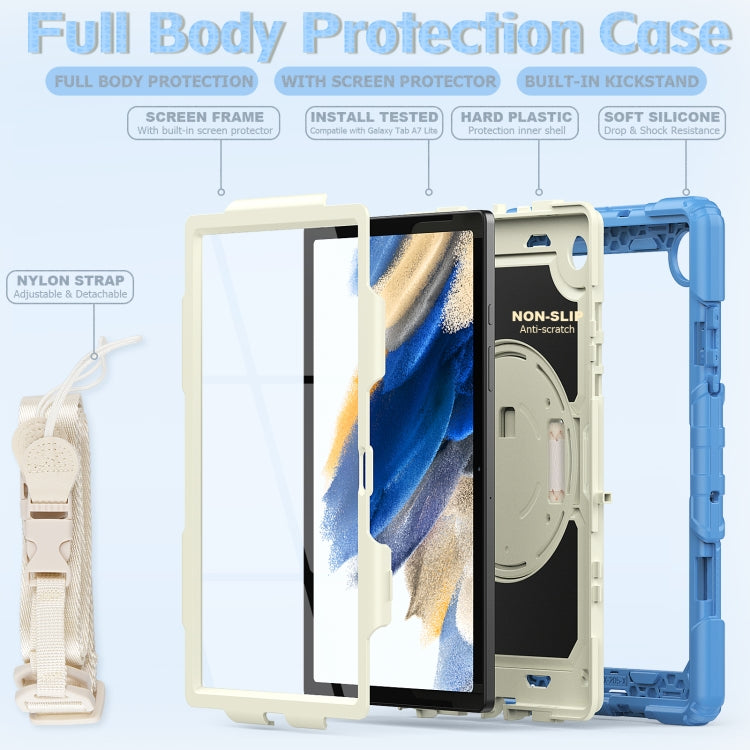 For Samsung Galaxy Tab A8 10.5 2021 X200 / X205 Silicone + PC Tablet Case(Beige + Cyan) by bashfashion
