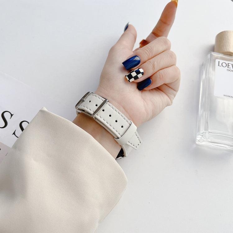 Flat Texture Leather Strap For Apple Watch Series 9&8&7 41mm / SE 3&SE 2&6&SE&5&4 40mm / 3&2&1 38mm(Blue) by bashfashion