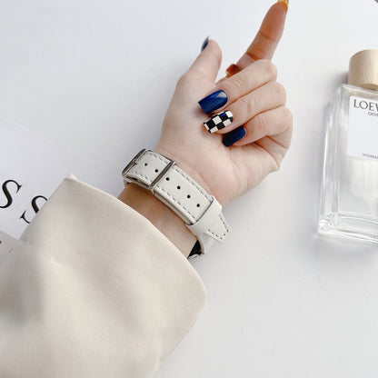 Flat Texture Leather Strap For Apple Watch Series 9&8&7 41mm / SE 3&SE 2&6&SE&5&4 40mm / 3&2&1 38mm(Brown) by bashfashion