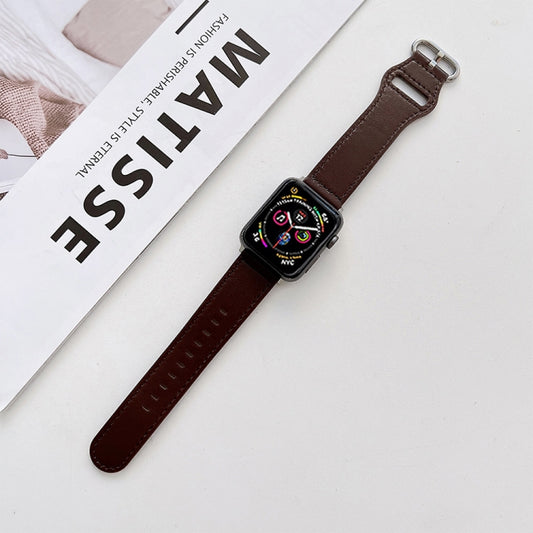 Oval Buckle Genuine Leather Strap For Apple Watch Series 9&8&7 41mm / SE 3&SE 2&6&SE&5&4 40mm / 3&2&1 38mm(C) by bashfashion
