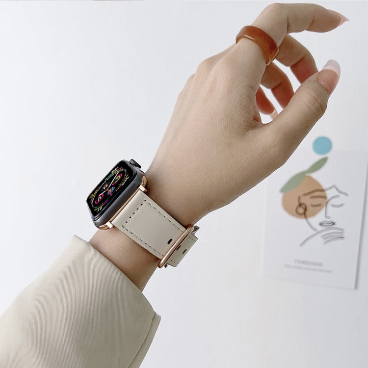 Oval Buckle Genuine Leather Strap For Apple Watch Series 9&8&7 41mm / SE 3&SE 2&6&SE&5&4 40mm / 3&2&1 38mm(E) by bashfashion