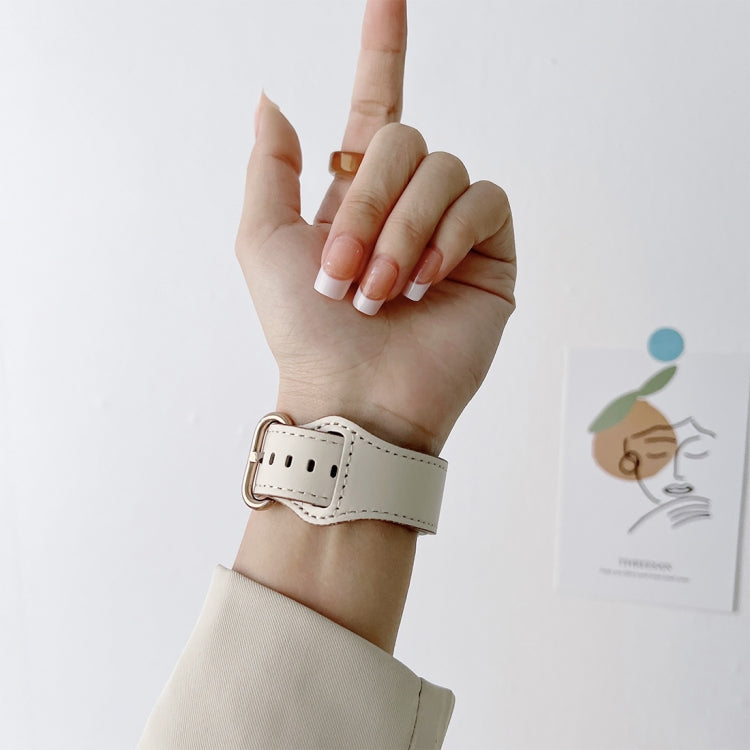 Oval Buckle Genuine Leather Strap For Apple Watch Series 9&8&7 41mm / SE 3&SE 2&6&SE&5&4 40mm / 3&2&1 38mm(J) by bashfashion