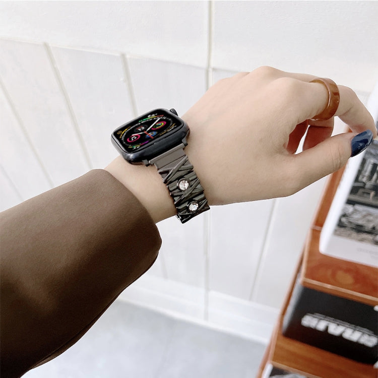 X Diamond Ladies Watch Band For Apple Watch Ultra 49mm&Watch Ultra 2 49mm / Series 9&8&7 45mm / SE 3&SE 2&6&SE&5&4 44mm / 3&2&1 42mm(Silver + Rose Gold) by bashfashion