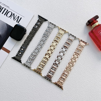 X Diamond Ladies Watch Band For Apple Watch Ultra 49mm&Watch Ultra 2 49mm / Series 9&8&7 45mm / SE 3&SE 2&6&SE&5&4 44mm / 3&2&1 42mm(Black) by bashfashion