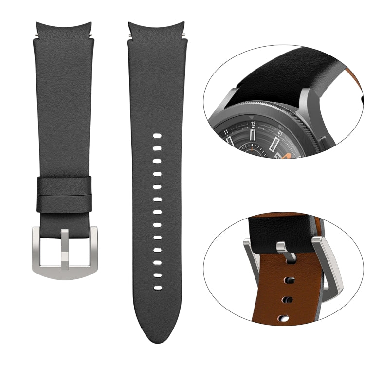 For Samsung Galaxy Watch4 40mm / 44mm Genuine Leather Watch Band(Black) by bashfashion