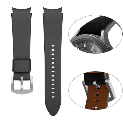For Samsung Galaxy Watch4 40mm / 44mm Genuine Leather Watch Band(Black) by bashfashion