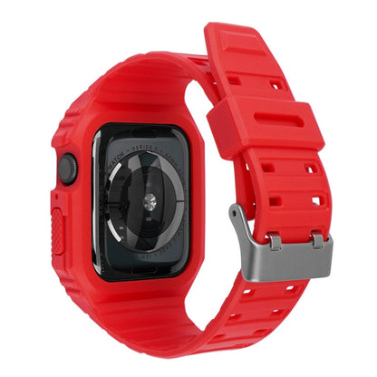 Two-color Integrated Watch Band For Apple Watch Series 9&8&7 41mm / SE 3&SE 2&6&SE&5&4 40mm / 3&2&1 38mm(Red Black) by bashfashion
