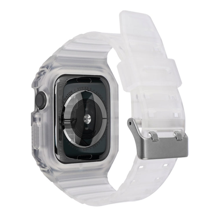 Two-color Integrated Watch Band For Apple Watch Series 9&8&7 41mm / SE 3&SE 2&6&SE&5&4 40mm / 3&2&1 38mm(Transparent Black) by bashfashion