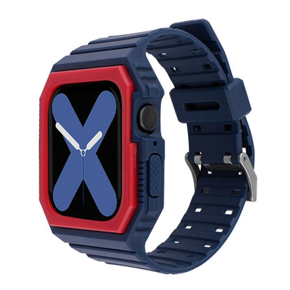 Two-color Integrated Watch Band For Apple Watch Series 8&7 45mm / SE 2&6&SE&5&4 44mm / 3&2&1 42mm(Blue Red) by bashfashion