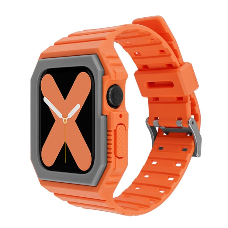 Two-color Integrated Watch Band For Apple Watch Series 8&7 45mm / SE 2&6&SE&5&4 44mm / 3&2&1 42mm(Orange Grey) by bashfashion