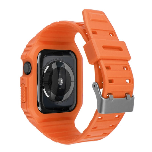 Two-color Integrated Watch Band For Apple Watch Series 8&7 45mm / SE 2&6&SE&5&4 44mm / 3&2&1 42mm(Orange Grey) by bashfashion