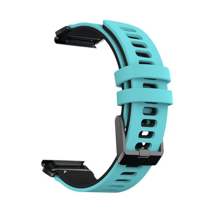 For Garmin Fenix 7X Two-color Silicone Quick Release Watch Band(Mint Green Black) by bashfashion