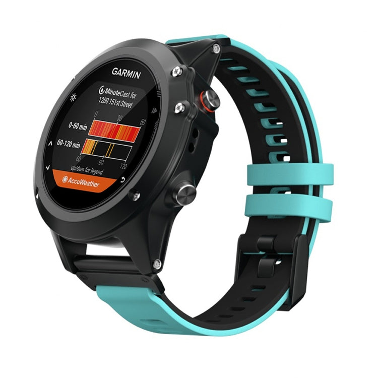 For Garmin Fenix 7X Two-color Silicone Quick Release Watch Band(Mint Green Black) by bashfashion