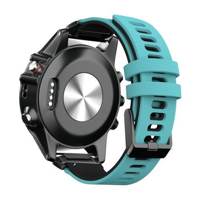 For Garmin Fenix 7X Two-color Silicone Quick Release Watch Band(Mint Green Black) by bashfashion