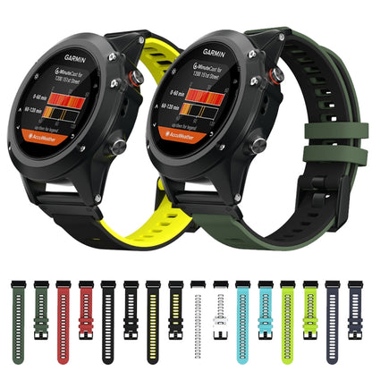 For Garmin Fenix 7X Two-color Silicone Quick Release Watch Band(Mint Green Black) by bashfashion