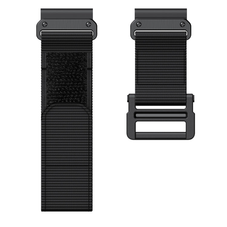 For Garmin Fenix 7X Hook And Loop Fastener Nylon Watch Band(Black) by bashfashion