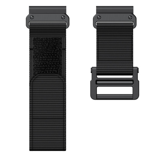 For Garmin Fenix 7X Hook And Loop Fastener Nylon Watch Band(Black) by bashfashion