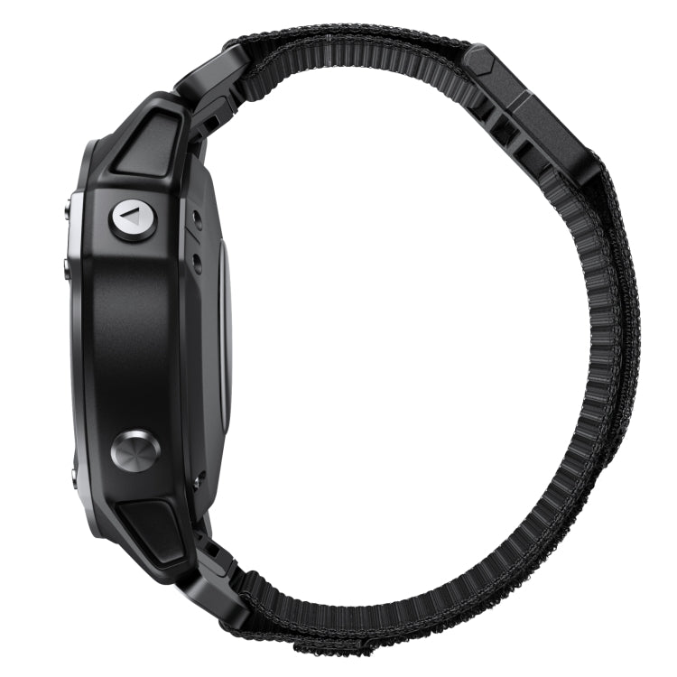 For Garmin Fenix 7X Hook And Loop Fastener Nylon Watch Band(Black) by bashfashion