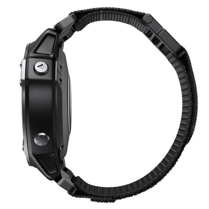 For Garmin Fenix 7X Hook And Loop Fastener Nylon Watch Band(Black) by bashfashion