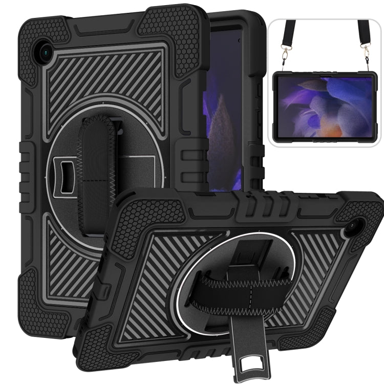 For Samsung Galaxy Tab A8 10.5 2021 360 Degree Rotation Contrast Color Silicone + PC Tablet Case(Black) by bashfashion
