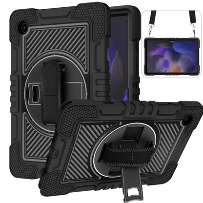 For Samsung Galaxy Tab A8 10.5 2021 360 Degree Rotation Contrast Color Silicone + PC Tablet Case(Black) by bashfashion