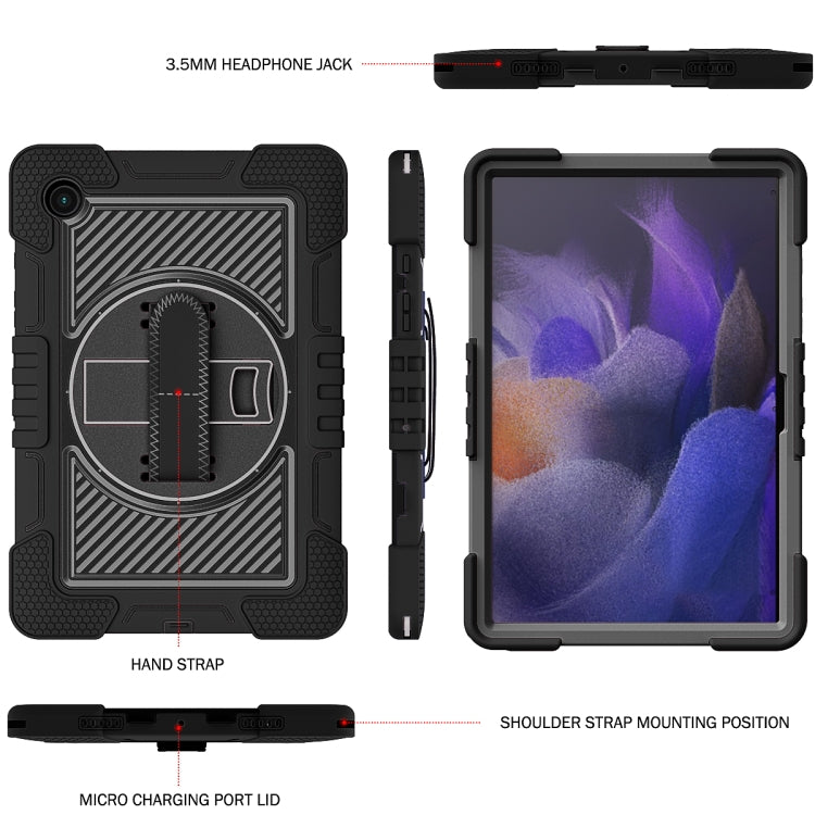 For Samsung Galaxy Tab A8 10.5 2021 360 Degree Rotation Contrast Color Silicone + PC Tablet Case(Black) by bashfashion