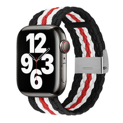 Vertical Texture Braided Watch Band For Apple Watch Series 9&8&7 41mm / SE 3&SE 2&6&SE&5&4 40mm / 3&2&1 38mm(Black Red White) by bashfashion