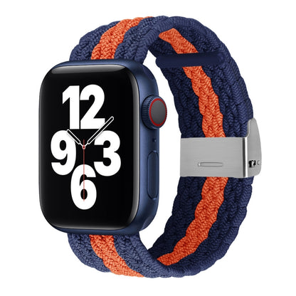 Vertical Texture Braided Watch Band For Apple Watch Series 9&8&7 41mm / SE 3&SE 2&6&SE&5&4 40mm / 3&2&1 38mm(Blue Orange) by bashfashion