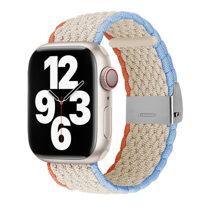 Vertical Texture Braided Watch Band For Apple Watch Series 9&8&7 41mm / SE 3&SE 2&6&SE&5&4 40mm / 3&2&1 38mm(Orange White Blue) by bashfashion