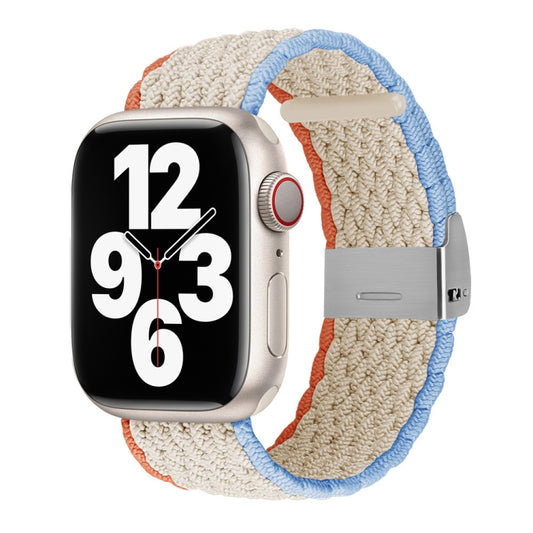 Vertical Texture Braided Watch Band For Apple Watch Series 9&8&7 41mm / SE 3&SE 2&6&SE&5&4 40mm / 3&2&1 38mm(Orange White Blue) by bashfashion