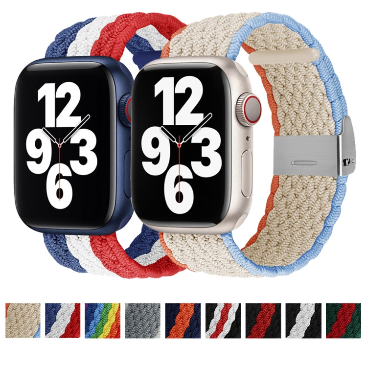 Vertical Texture Braided Watch Band For Apple Watch Series 9&8&7 41mm / SE 3&SE 2&6&SE&5&4 40mm / 3&2&1 38mm(Green Red) by bashfashion