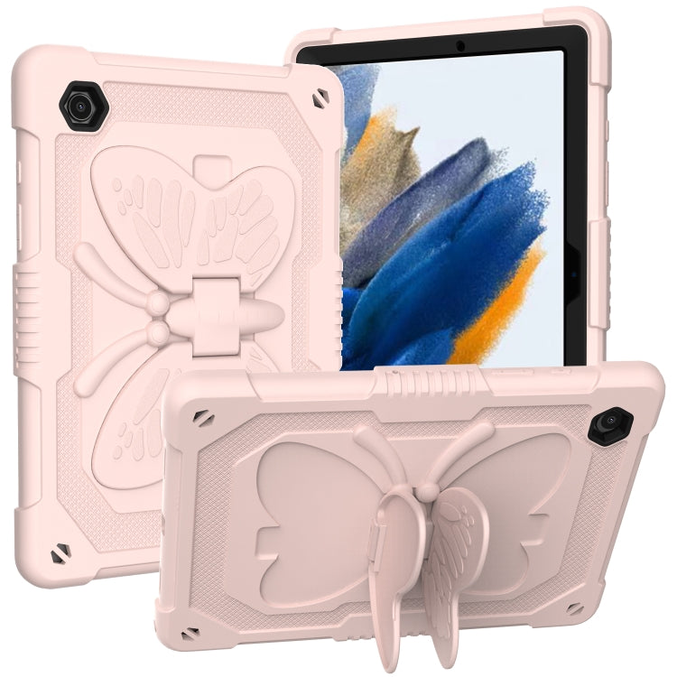 For Samsung Galaxy Tab A8 10.5 2021 Beige PC + Silicone Holder Tablet Case(Rose Pink) by bashfashion