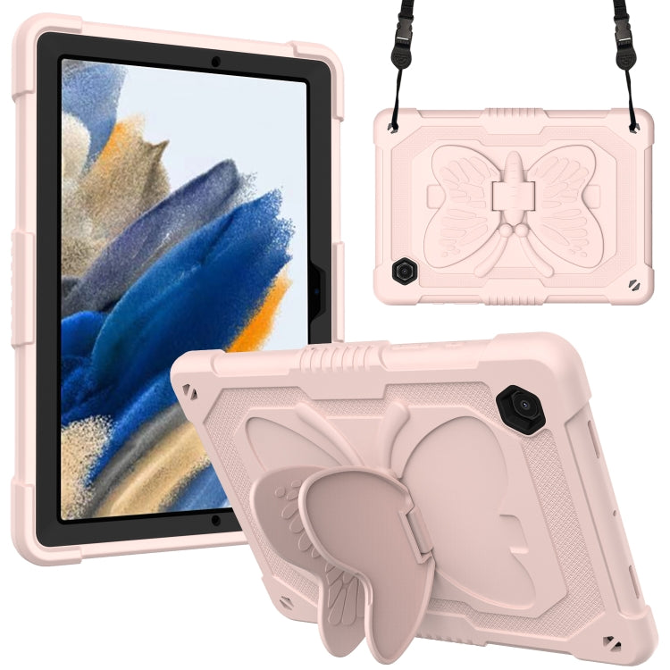For Samsung Galaxy Tab A8 10.5 2021 Beige PC + Silicone Holder Tablet Case(Rose Pink) by bashfashion